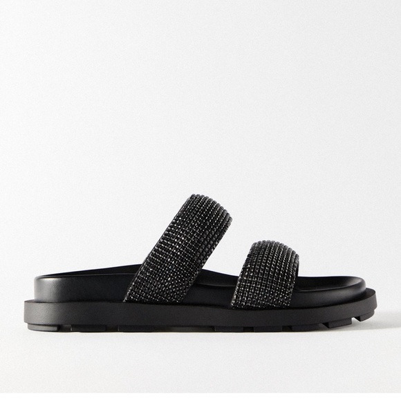 Zara Shoes - Zara Rhinestone Flat Sandals Size 10
